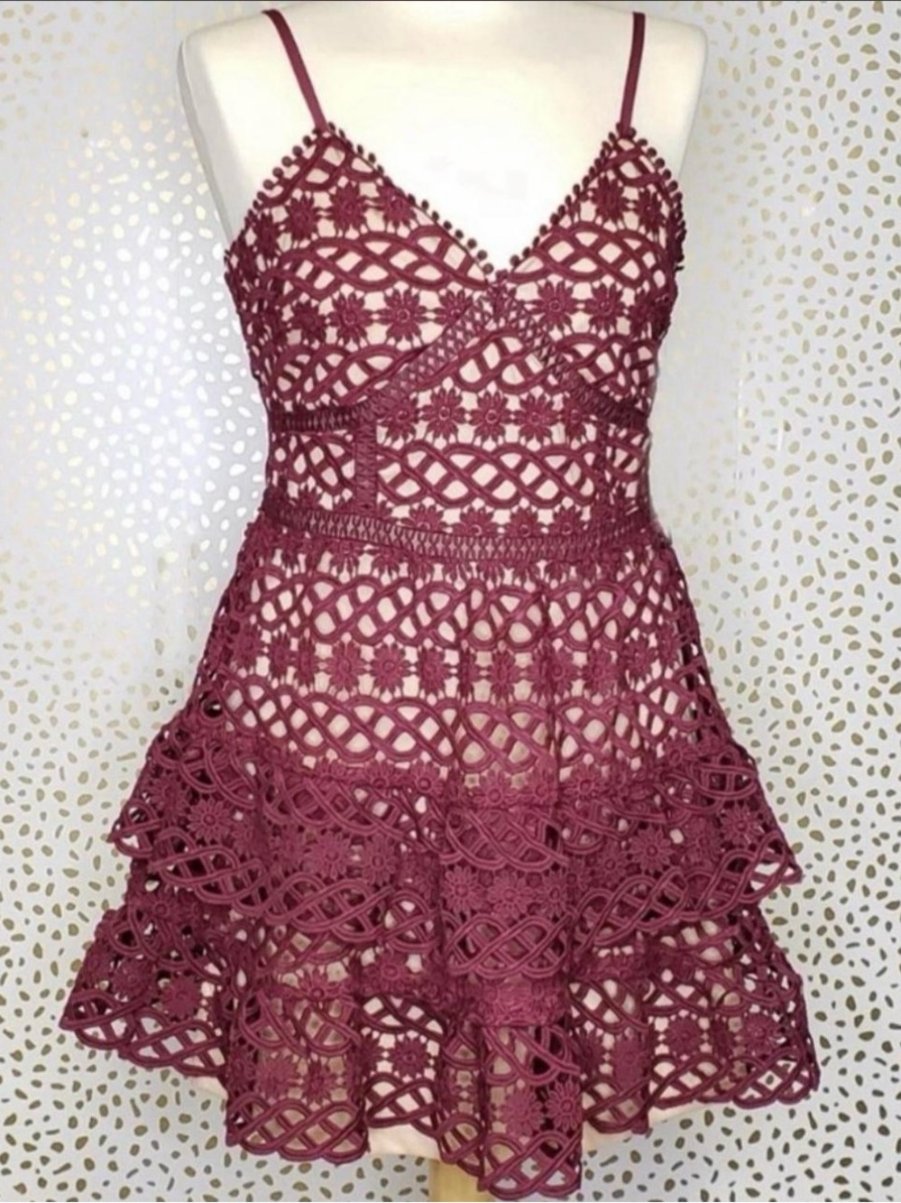 Beauty and Lace Plum Purple Burgundy Crochet Lace Mini Dress Size S NWT Lulus